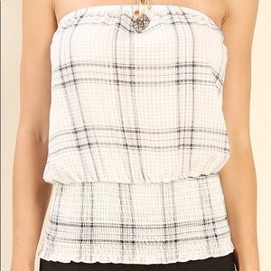 Smocked Plaid Tube Top
